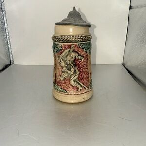 Vintage Ceramic Beer mini-Stein with Knight Design